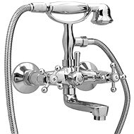 Bathroom mixer with 2 taps + hand shower chrome retro - Tap