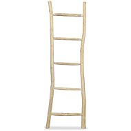 Towel rail with 5 rungs, natural teak, 45x150 cm - Coat Hanger