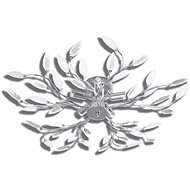 Ceiling Light, White and Clear Crystal Leaves, for 5 E14 Bulbs - Ceiling Light