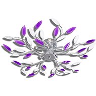 Ceiling Light, White and Purple Crystal Leaves, for 5 E14 Bulbs - Ceiling Light
