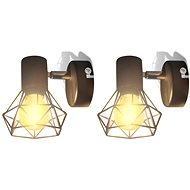 2 Black Industrial Wall Lights, Wire Shades + LED Bulbs - Ceiling Light