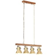 Industrial Ceiling Light, Brass E27 Mangrove Wood - Ceiling Light