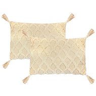 Polštáře 2 ks 40 x 60 cm károvaný design přírodní - Polštář
