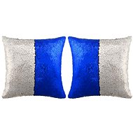 Sada polštářů s flitry 2 ks, 45 x 45 cm, modro-stříbrné - Polštář