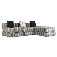 3místný modulární pouf šedý pruhovaný textil - Polstr