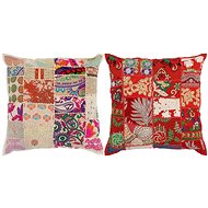Patchwork polštáře 2 ks ručně vyrobené 45 x 45 cm červenobéžové - Polštář