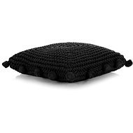 Čtvercový pletený bavlněný polštář na podlahu 50 x 50 cm černý - Sedací vak