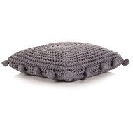 Čtvercový pletený bavlněný polštář na podlahu 50 x 50 cm šedý - Sedací vak