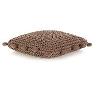 Čtvercový pletený bavlněný polštář na podlahu 50 x 50 cm hnědý - Sedací vak