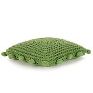 Čtvercový pletený bavlněný polštář na podlahu 50 x 50 cm zelený - Sedací vak