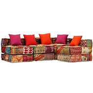 4místný modulární pouf patchwork textil - Bean Bag