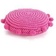 Pletený kulatý polštář na podlahu bavlněný 45 cm růžový - Sedací vak