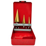 Set of 3 HSS stepped drill bits for metal with case - Drill Set