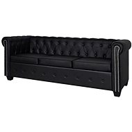 Chesterfield pohovka trojsedák umělá kůže černá - Pohovka