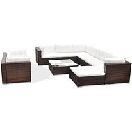 10-piece Garden Sofa with Cushions, Polyrattan Brown - Garden Furniture