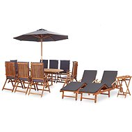 13-piece Garden Dining Set, Anthracite, Cushion, Solid Acacia - Garden Furniture