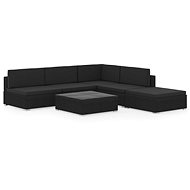 6-piece Garden Sofa with Cushions Black Polyrattan - Garden Furniture