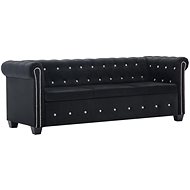 Chesterfield trojsedačka ze sametu 199 × 75 × 72 cm černá - Pohovka