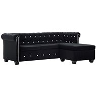 Rohová pohovka Chesterfield samet 199 × 142 × 72 cm černá - Pohovka