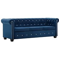 Chesterfield trojsedačka ze sametu 199 × 75 × 72 cm modrá - Pohovka