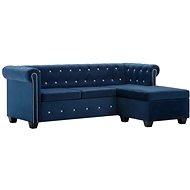 Rohová pohovka Chesterfield samet 199 × 142 × 72 cm modrá - Pohovka