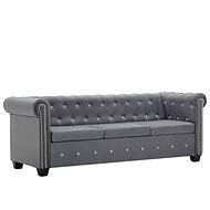 3místná pohovka Chesterfield samet 199 × 75 × 72 cm šedá - Pohovka