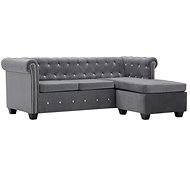 Rohová pohovka Chesterfield samet 199 × 142 × 72 cm šedá - Pohovka