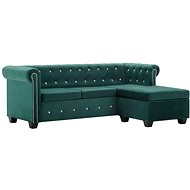 Rohová pohovka Chesterfield samet 199 × 142 × 72 cm zelená - Pohovka