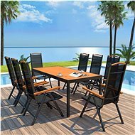 9-piece Garden Dining Set with Folding Chairs, Aluminium Black - Garden Furniture