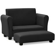 Children's sofa with footrest black faux leather - Couch