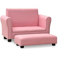 Children's seat with footrest pink artificial leather - Children's sofa