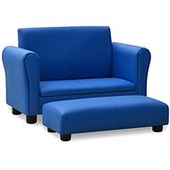 Children's seat with footrest blue faux leather - Children's sofa
