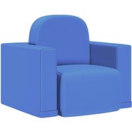 Dětské křeslo 2 v 1 modré umělá kůže - Children's Chair