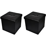2 × Skládací podnožka / taburet s úložným prostorem černá - Podnožka