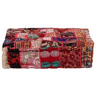 Seating pouf patchwork square handmade 50x50x12 cm red - Pillow Seat