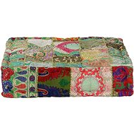 Seating pouf patchwork square handmade 50x50x12 cm green - Pillow Seat