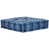 Seating pouf square cotton pattern handmade 50x50x12 cm blue - Pillow Seat