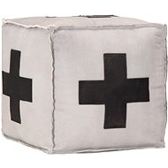 Seating pouf grey 40 × 40 × 40 cm cotton canvas and leather - Pillow Seat