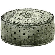 Kulatý taburet s výšivkou samet 60 × 25 cm zelený - Taburet