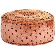 Kulatý taburet s výšivkou samet 60 × 25 cm rezavý - Taburet
