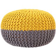 Hand-knitted seating pouf anthracite-mustard 50x35 cm cotton - Pillow Seat