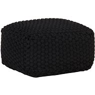 Hand-knitted seating pouf black 50 × 50 × 30 cm cotton - Pillow Seat