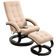 Masážní polohovací křeslo s podnožkou krémové semišová látka - Massage Chair