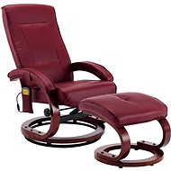 Masážní polohovací křeslo s podnožkou vínové umělá kůže - Massage Chair