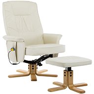 Masážní polohovací křeslo s podnožkou krémové umělá kůže - Massage Chair