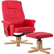 Masážní polohovací křeslo s podnožkou červené umělá kůže - Massage Chair