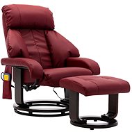 Masážní polohovací TV křeslo vínové umělá kůže - Massage Chair