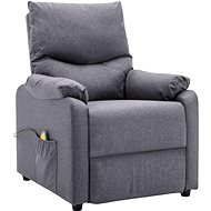 Masážní polohovací TV křeslo světle šedé textil - Massage Chair