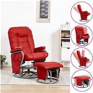 Masážní polohovací křeslo s podnožkou červené umělá kůže - Massage Chair