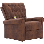 Polohovatelné masážní křeslo hnědé umělá semišová kůže - Massage Chair